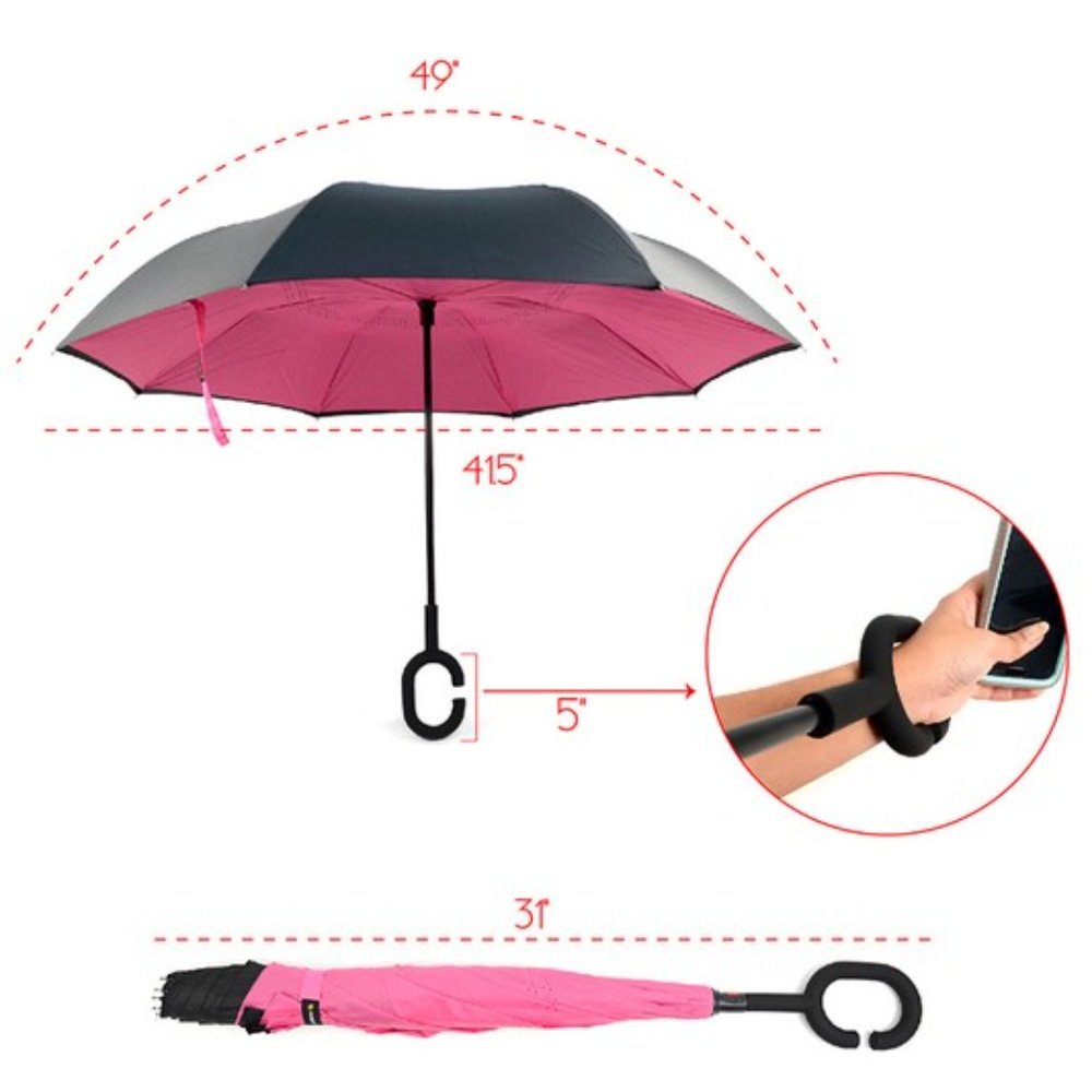 Solid Color Double Layer Inverted Umbrella - Picture 10 of 12